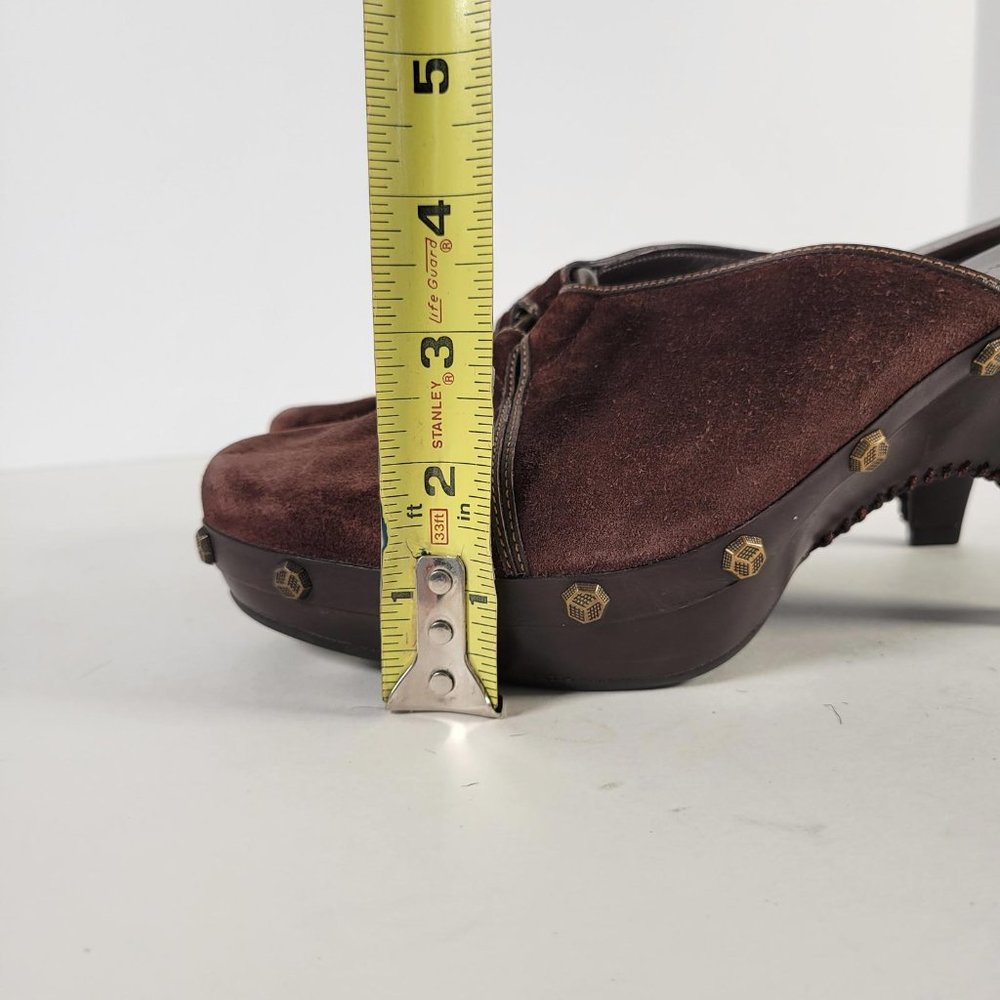 Cole Haan Brown Suede Studded Metal Details Mules Clogs Heels Women Size 8.5 - Picture 9 of 11